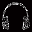  Mens Word Art T-shirt - HEADPHONES - LANGUAGES