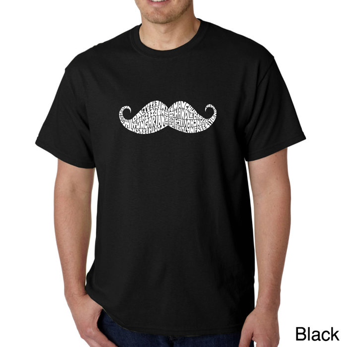 Men's Word Art T-shirt - WAYS TO STYLE A MOUSTACHE