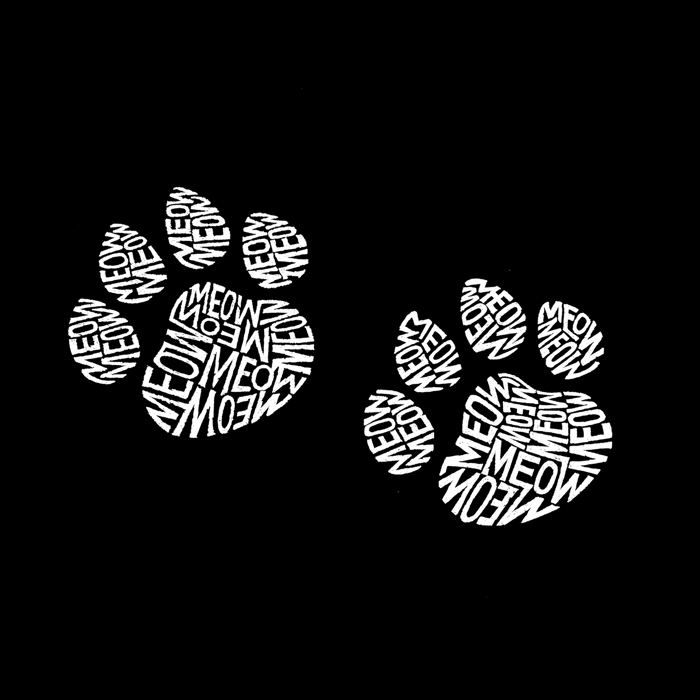Mens Word Art T-shirt - Meow Cat Prints