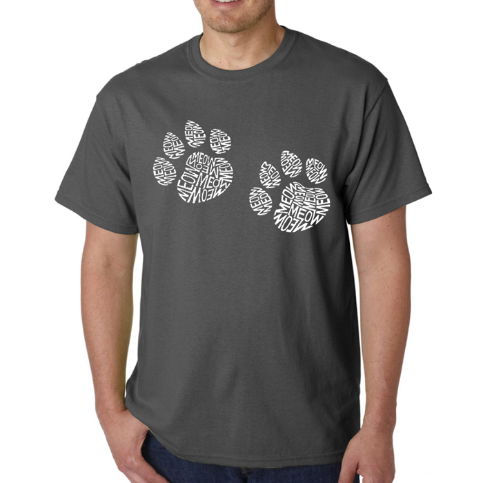 Mens Word Art T-shirt - Meow Cat Prints