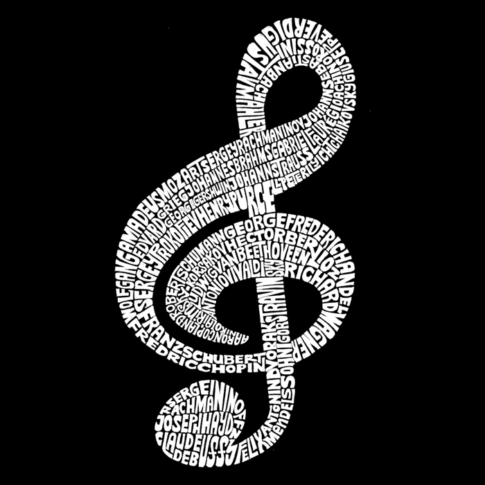 Mens Word Art T-shirt - Music Note