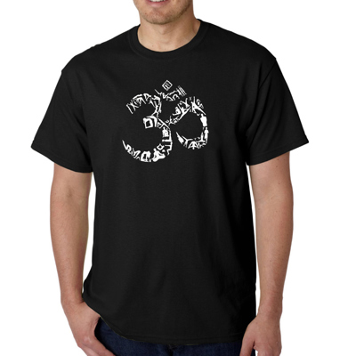 Men's Word Art T-shirt - THE OM SYMBOL OUT OF YOGA POSES