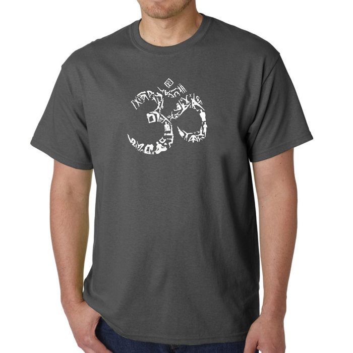 Men's Word Art T-shirt - THE OM SYMBOL OUT OF YOGA POSES
