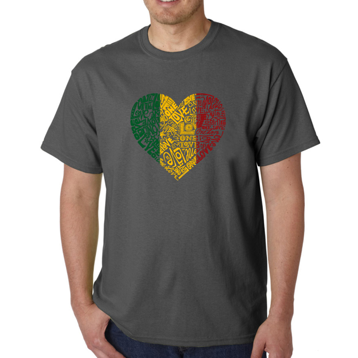 Mens Word Art T-shirt - One Love Heart