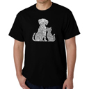 Black XXXL Mens Word Art T-shirt - Dogs and Cats