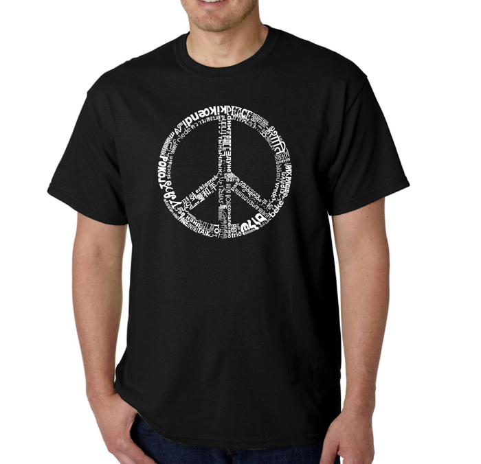 Mens Word Art T-shirt - THE WORD PEACE IN 77 LANGUAGES