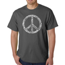 Gray XXXXL Mens Word Art T-shirt - THE WORD PEACE IN 77 LANGUAGES