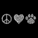  Mens Word Art T-shirt - Peace Love Cats
