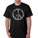 Black XXXL Mens Word Art T-shirt - PEACE, LOVE, & MUSIC