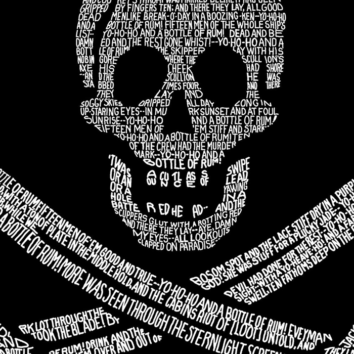 Mens Word Art T-shirt - LYRICS TO A LEGENDARY PIRATE SONG