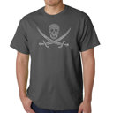 Gray Large Men's Word Art T-shirt - LYRICS TO A LEGENDARY PIRATE SONG