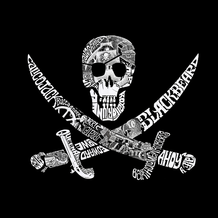 Men's Word Art T-shirt - PIRATE CAPTAINS, SHIPS AND IMAGERY