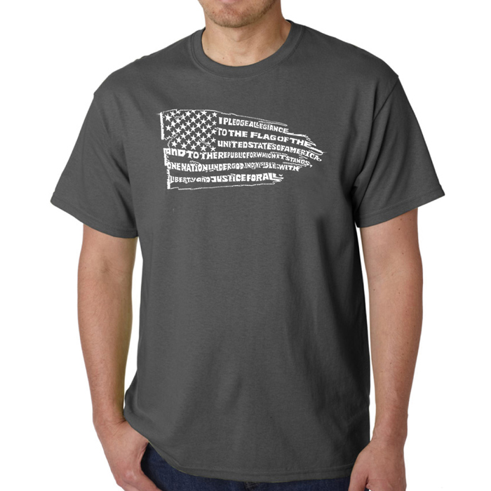Mens Word Art T-shirt - Pledge of Allegiance Flag
