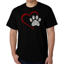 Black Medium Paw Heart - Mens Word Art T-Shirt