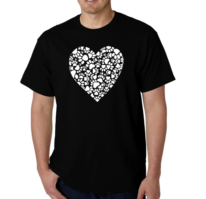 Men's Word Art T-shirt - Paw Prints Heart