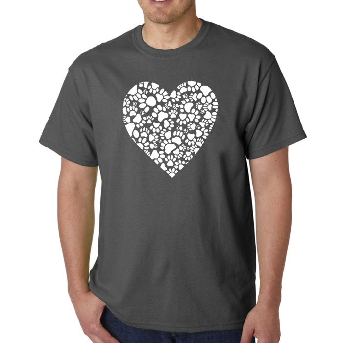 Men's Word Art T-shirt - Paw Prints Heart