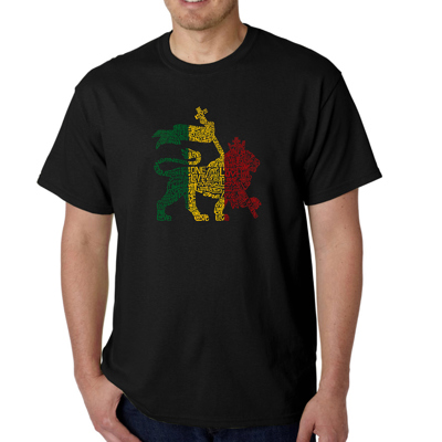 Mens Word Art T-shirt - Rasta Lion - One Love