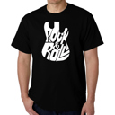 Black Medium Rock And Roll Guitar - Mens Word Art T-Shirt