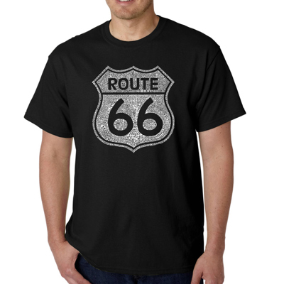 Mens Word Art T-shirt - Cities Along Route 66