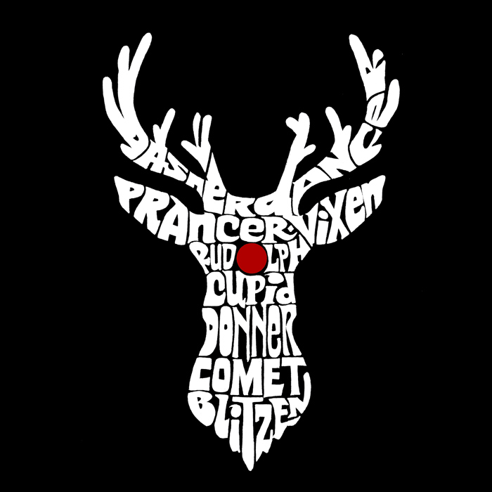Mens Word Art T-shirt - Santa's Reindeer