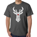 Gray XL Mens Word Art T-shirt - Santa's Reindeer