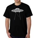 Black XL Men's Word Art T-shirt - Flying Saucer UFO