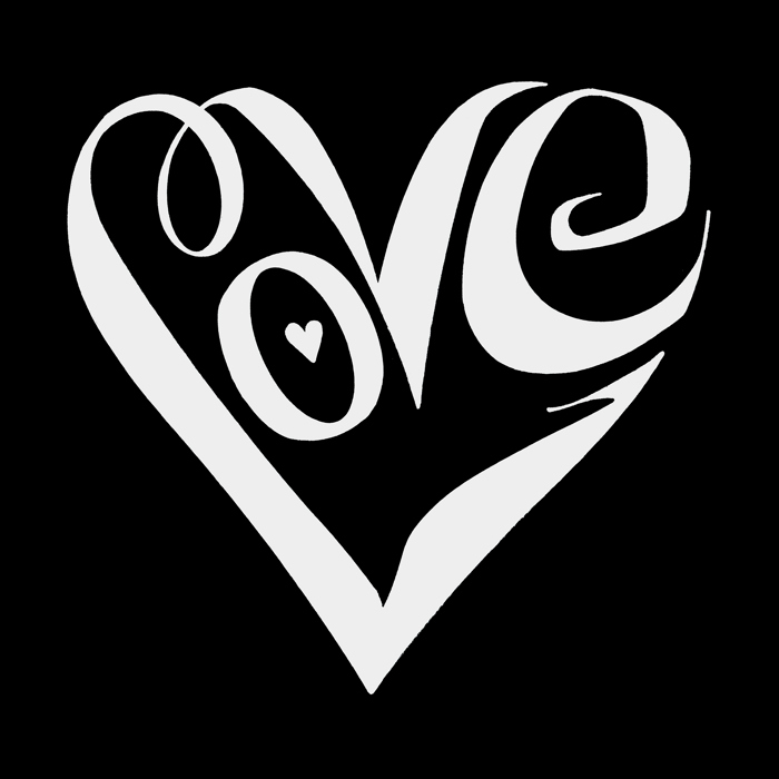 Mens Word Art T-shirt - Script Love Heart