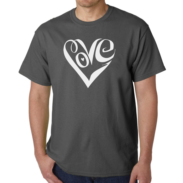 Mens Word Art T-shirt - Script Love Heart