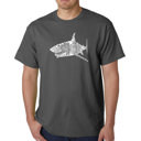 Gray Medium Men's Word Art T-shirt - SPECIES OF SHARK