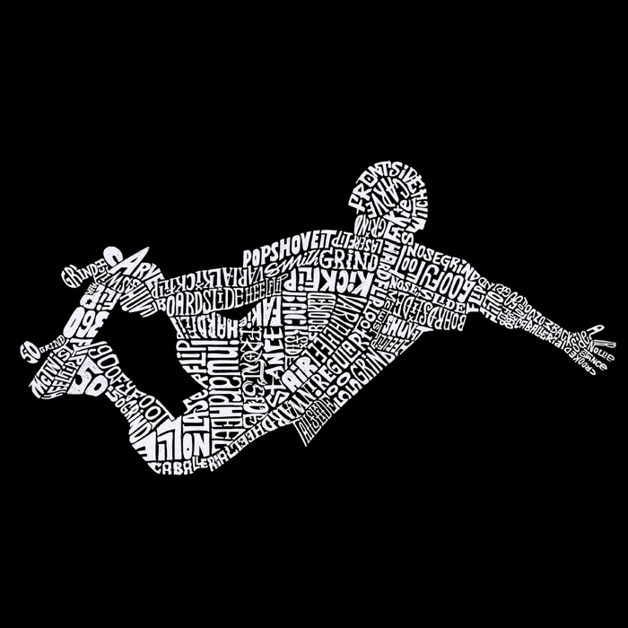 Men's Word Art T-shirt - POPULAR SKATING MOVES & TRICKS