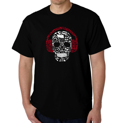Mens Word Art T-shirt - Music Notes Skull