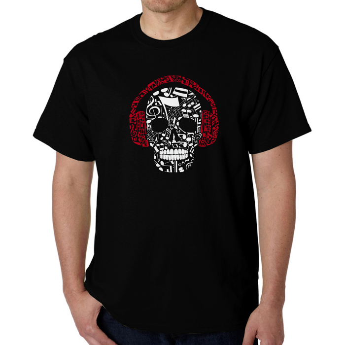 Men's Word Art T-shirt - Music Notes Skull