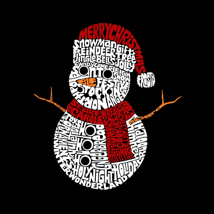 Christmas Snowman - Mens Word Art T-Shirt