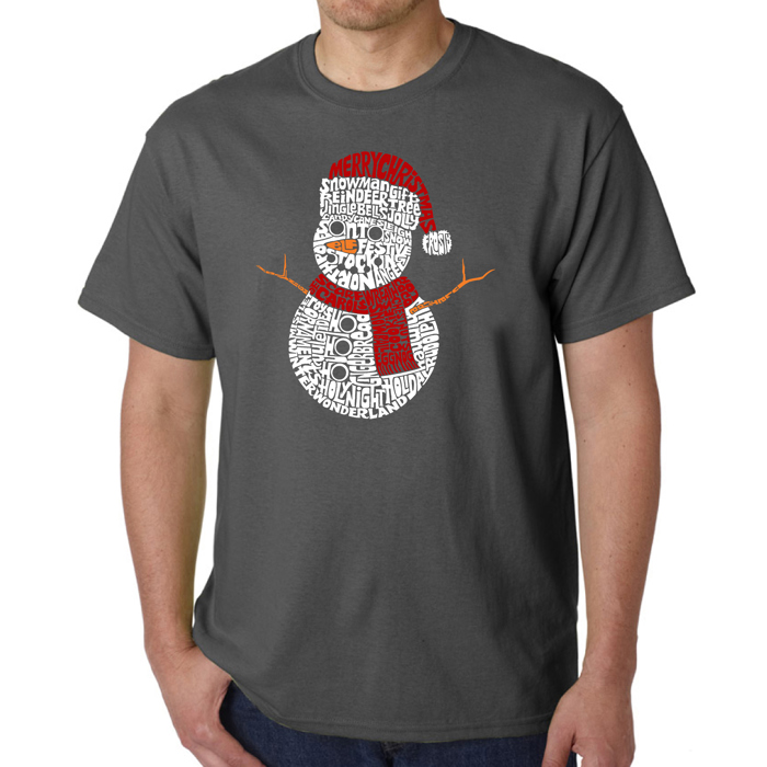Christmas Snowman - Mens Word Art T-Shirt