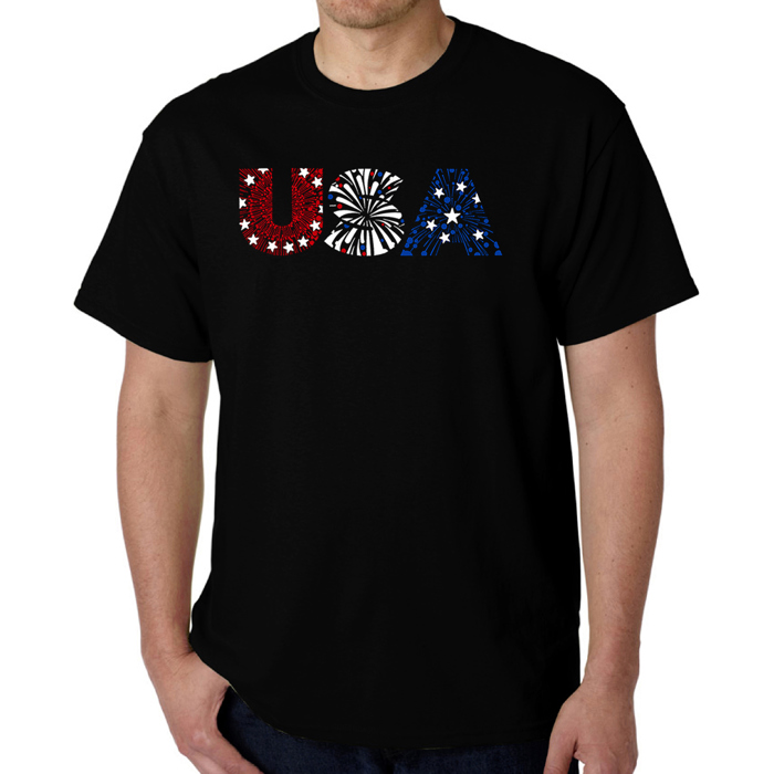 USA Fireworks - Mens Word Art T-Shirt