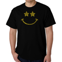 Black Small Mens Word Art T-shirt - Rockstar Smiley