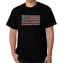 Black Small Men's Word Art T-shirt - 50 States USA Flag