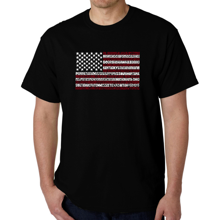 Men's Word Art T-shirt - 50 States USA Flag