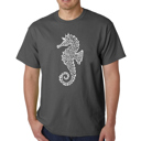Gray XXXXL Men's Word Art T-shirt - Types of Seahorse