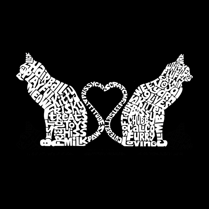 Cat Tail Hearts - Mens Word Art T-Shirt