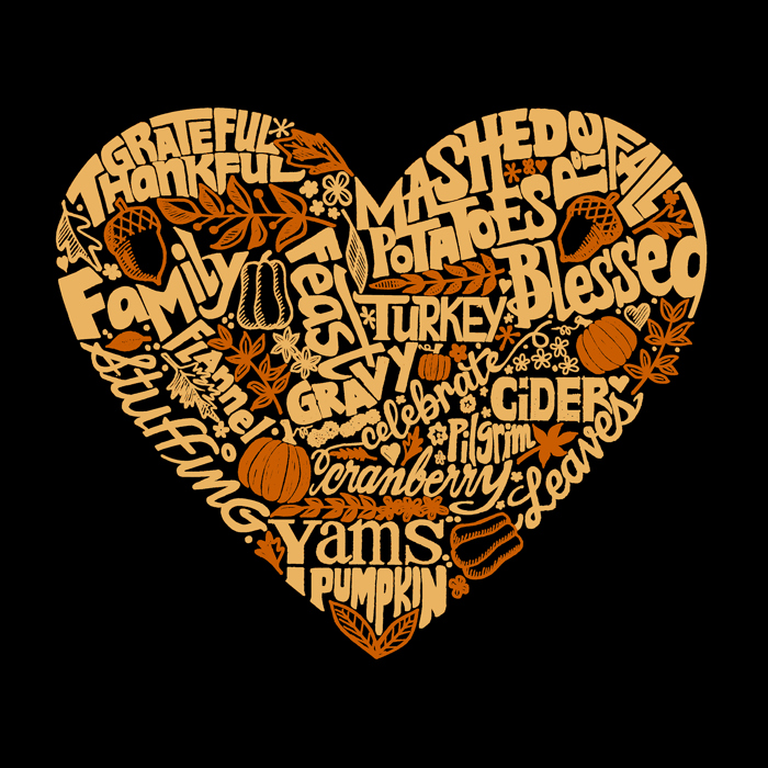 Thanksgiving Heart - Mens Word Art T-Shirt