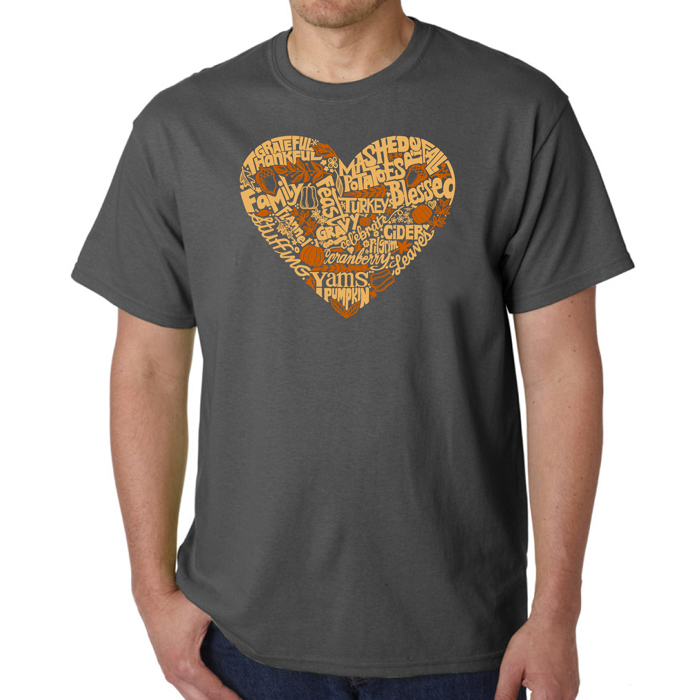 Thanksgiving Heart - Mens Word Art T-Shirt