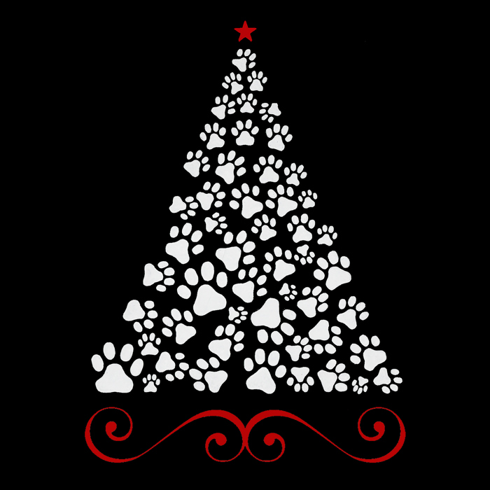 Paw Christmas Tree - Mens Word Art T-Shirt