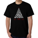 Black XXL Paw Christmas Tree - Mens Word Art T-Shirt