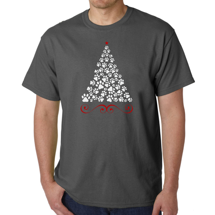 Paw Christmas Tree - Mens Word Art T-Shirt