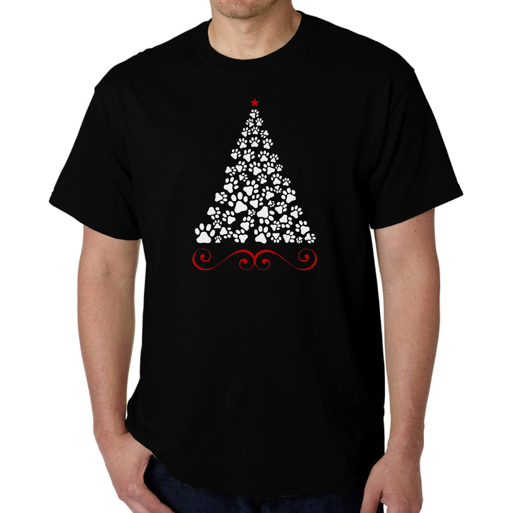 Paw Christmas Tree - Men's Word Art T-Shirt