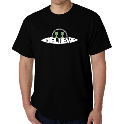 Believe UFO - Mens Word Art T-Shirt