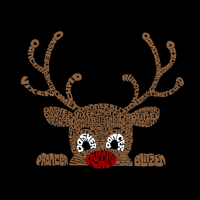 Peeking Reindeer - Men's Word Art T-Shirt