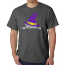 Gray Small Peeking Witch Cat - Mens Word Art T-Shirt