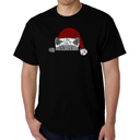 Black XXXXL Christmas Peeking Cat - Mens Word Art T-Shirt